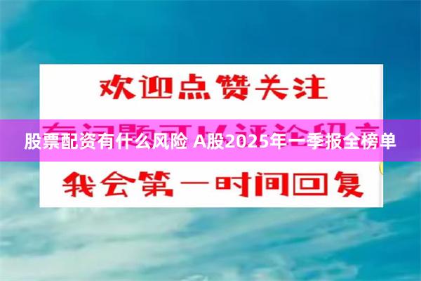 股票配资有什么风险 A股2025年一季报全榜单